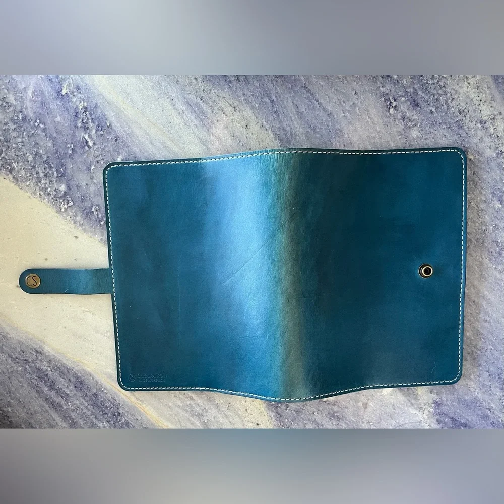 New Chic Sparrow A5 Number 10 Travelers Notebook Folio Leather Patina Blue TN